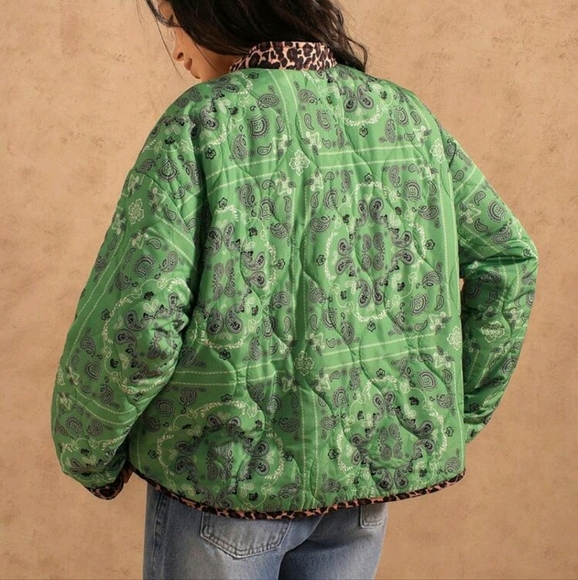 Leopard Print & Paisley Flower Patchwork Casual Cottonswear - Picture 3 of 5